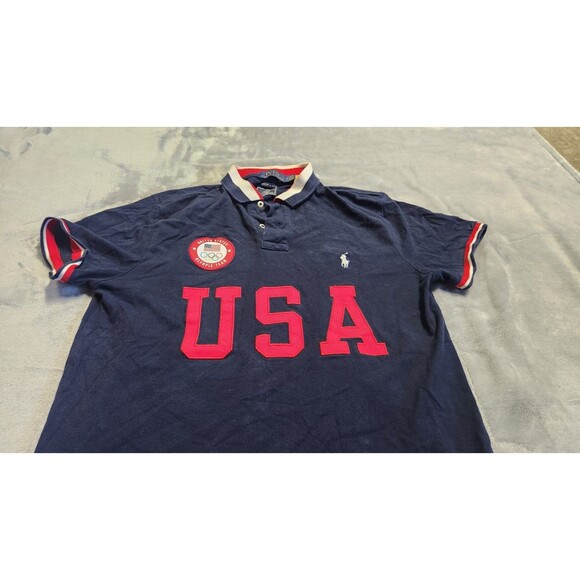 POLO Ralph Lauren USA Olympic Team Custom Slim Fit Blue Shirt Men’s Size M - Picture 3 of 8
